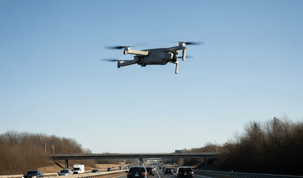 DJI Mini 4 Pro Fly Over Moving Cars Legally