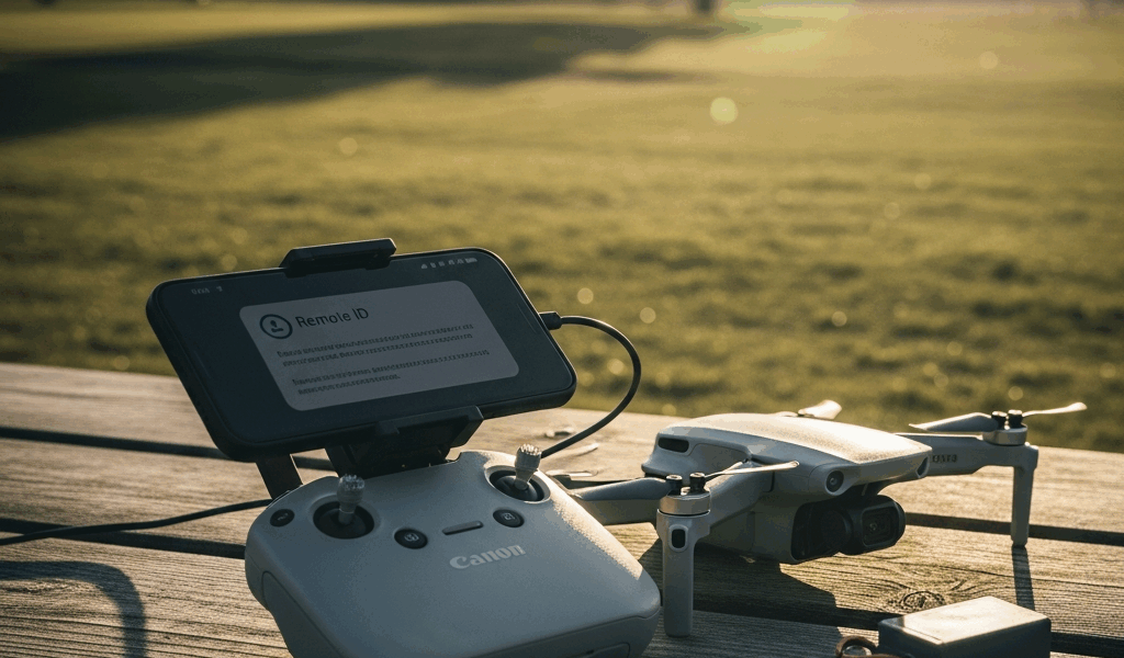 Professional photograph related to: DJI Mini 4 Pro Remote ID — Battery Rules and Compliance Explaine